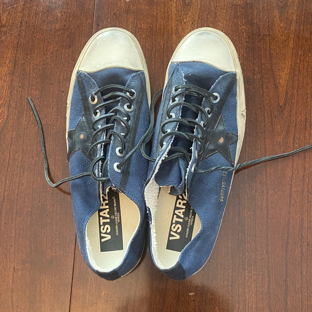 Golden Goose Navy Canvas/Leather Men's Sneakers (Never Been Worn)